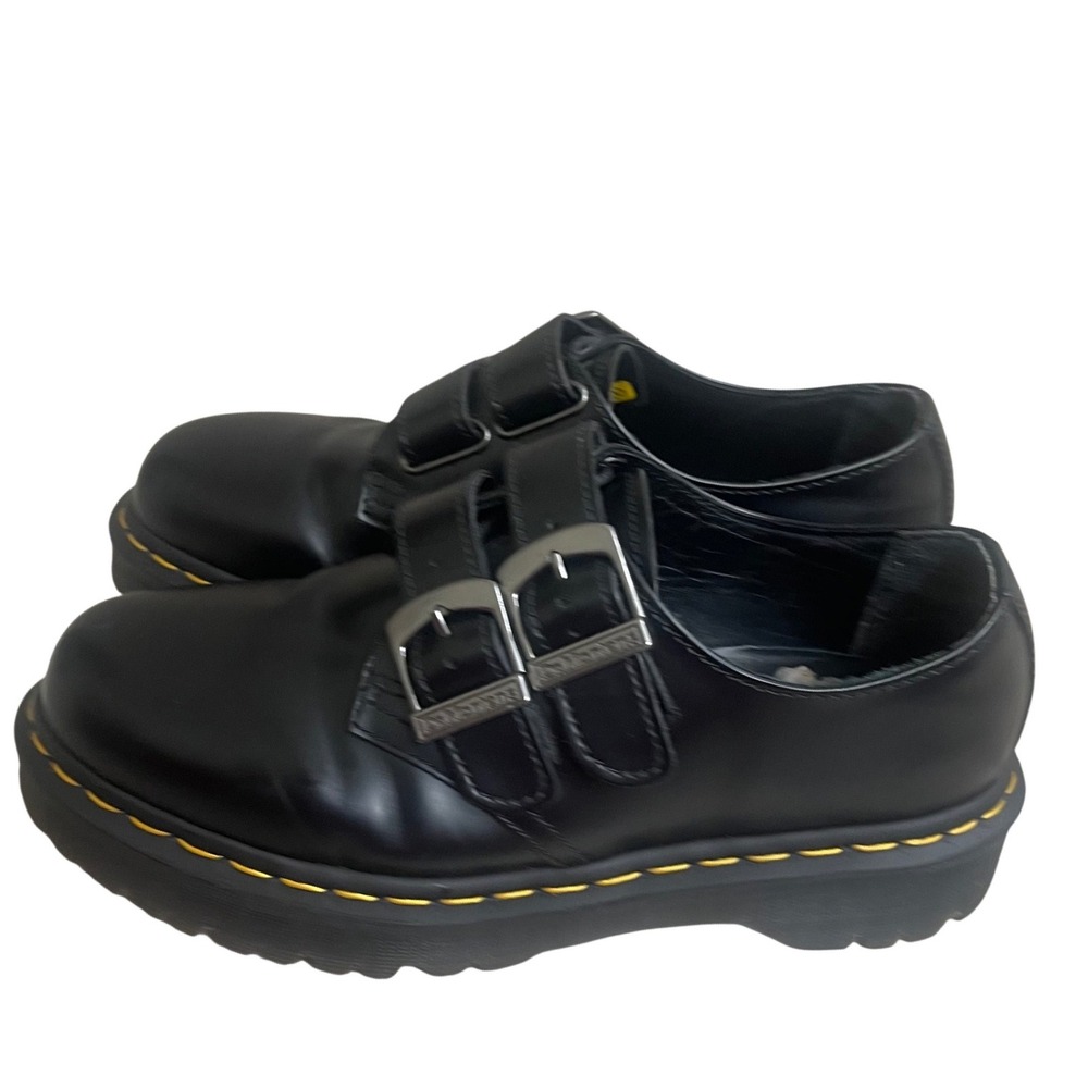 Dr. Martens 1461 Alt Black Smooth Leather Double Buckle Monk Strap Shoes Size 9